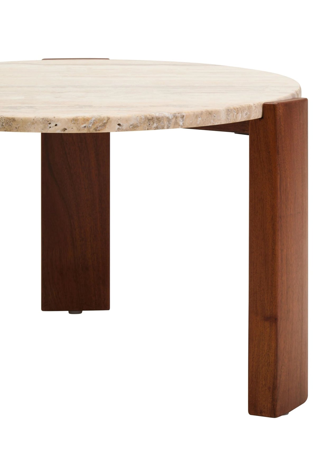 Iberia Travertine and Acacia Wood Small Coffee Table