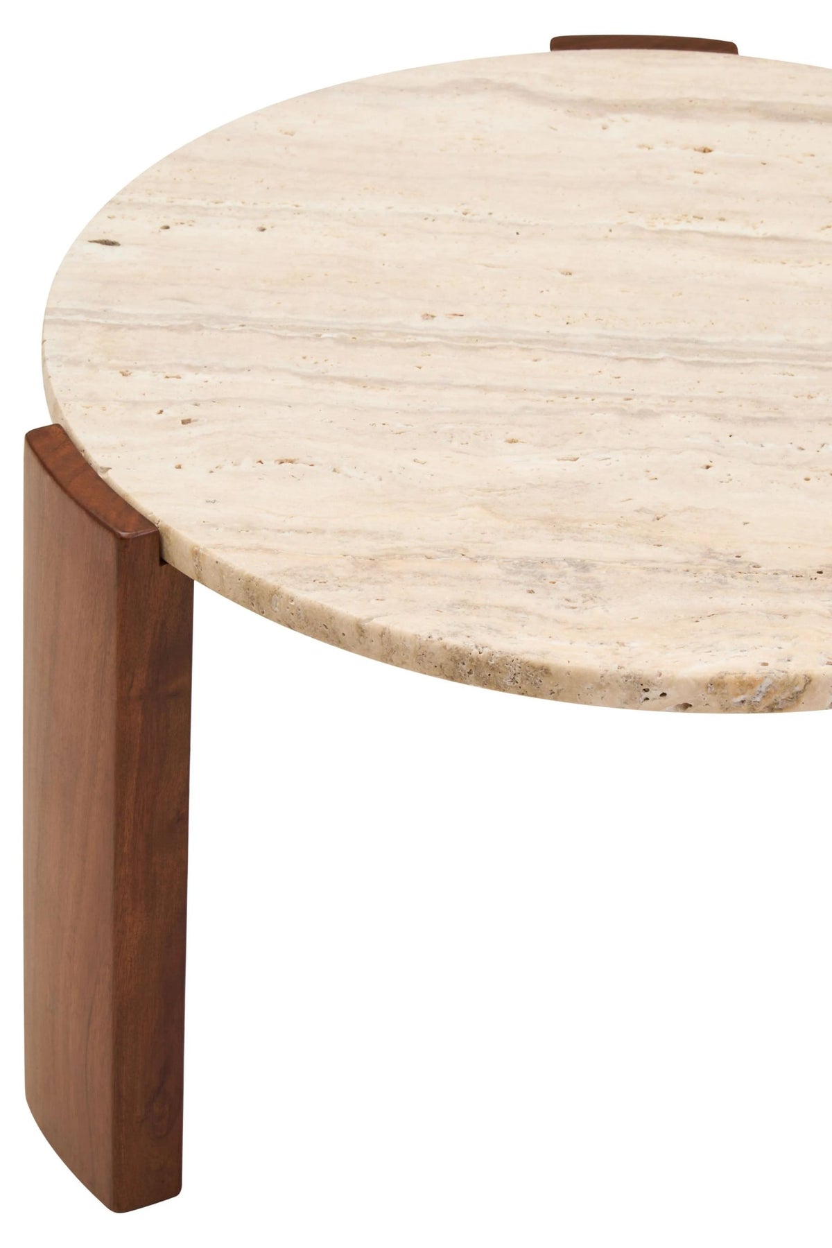 Iberia Travertine and Acacia Wood Small Coffee Table