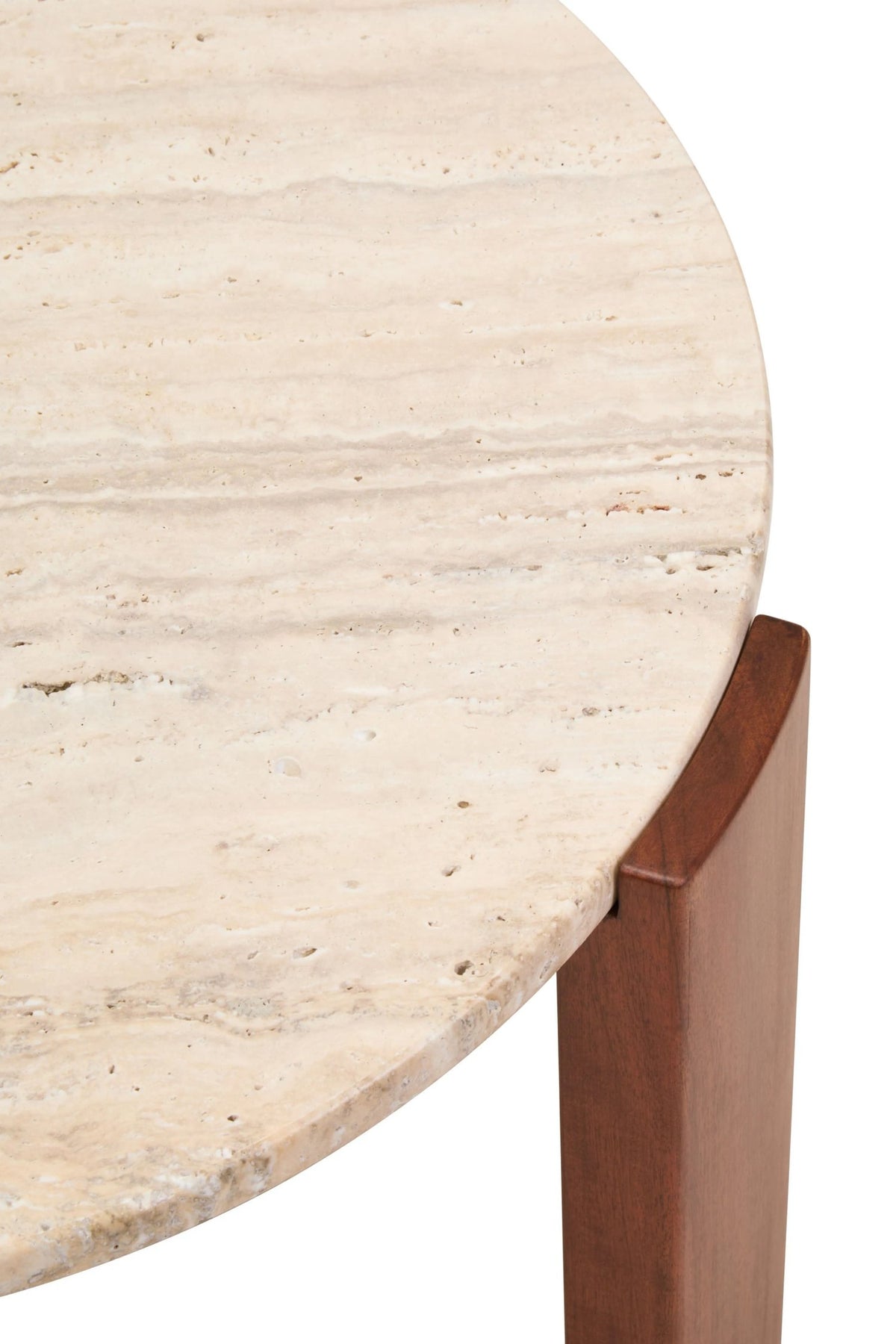 Iberia Travertine and Acacia Wood Small Coffee Table