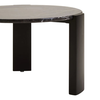 Iberia Black Marble and Acacia Wood Small Coffee Table