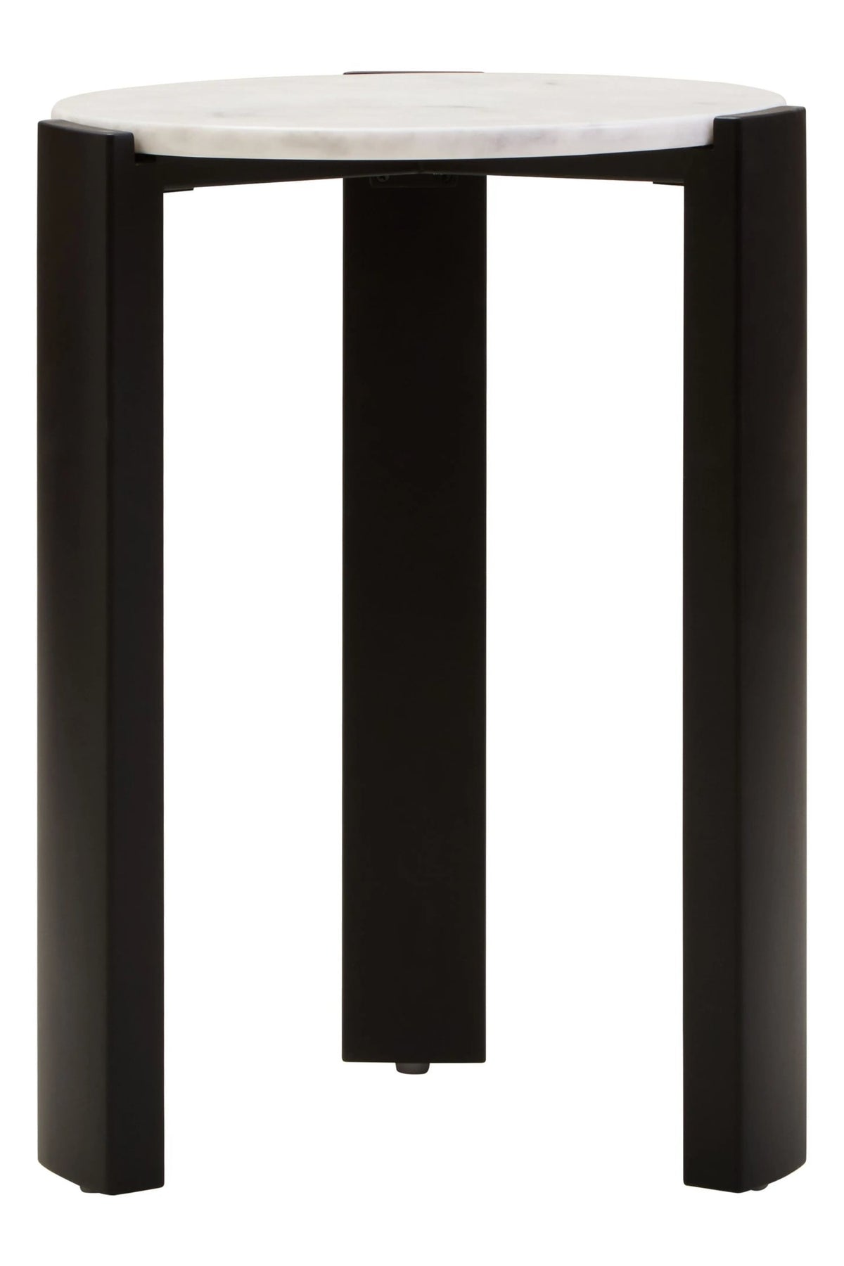 Iberia White Marble and Black Acacia Wood Side Table