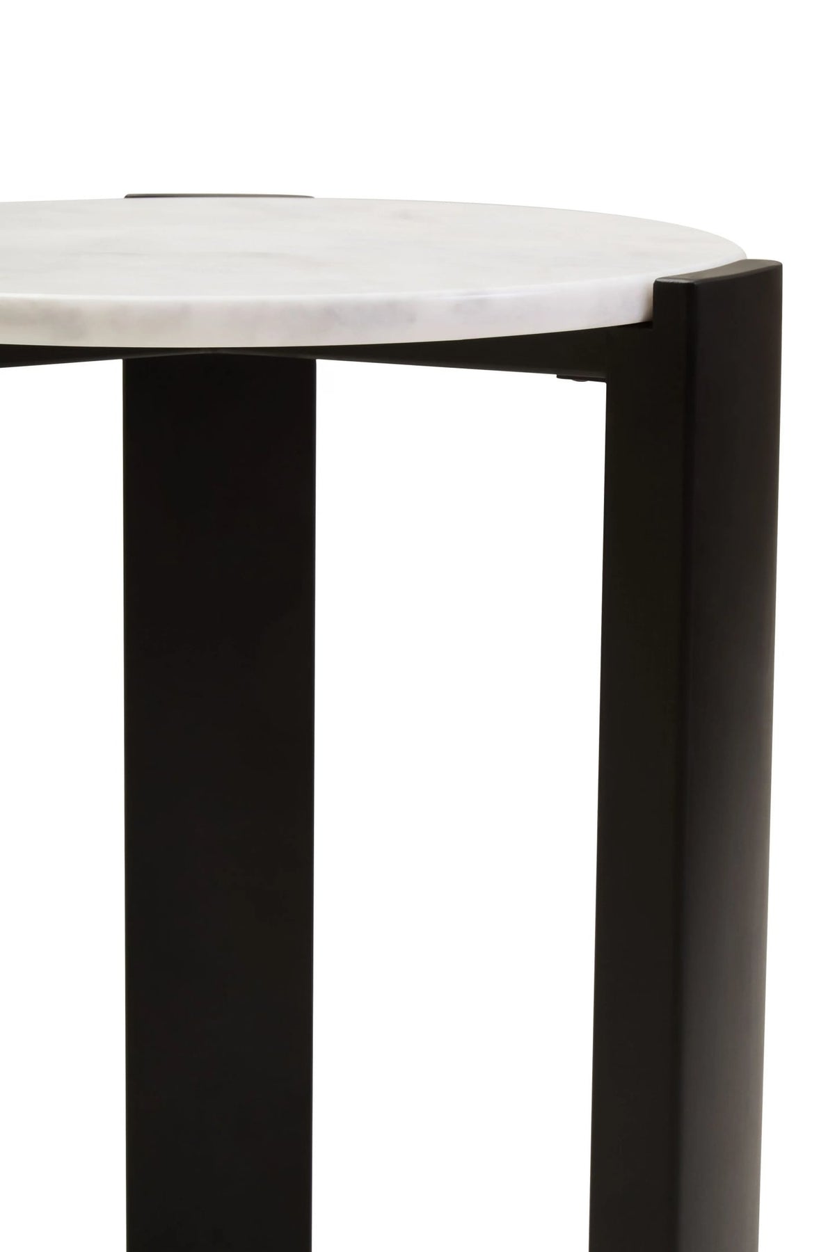 Iberia White Marble and Black Acacia Wood Side Table