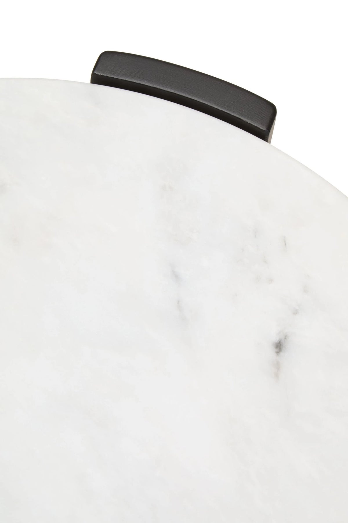 Iberia White Marble and Black Acacia Wood Side Table