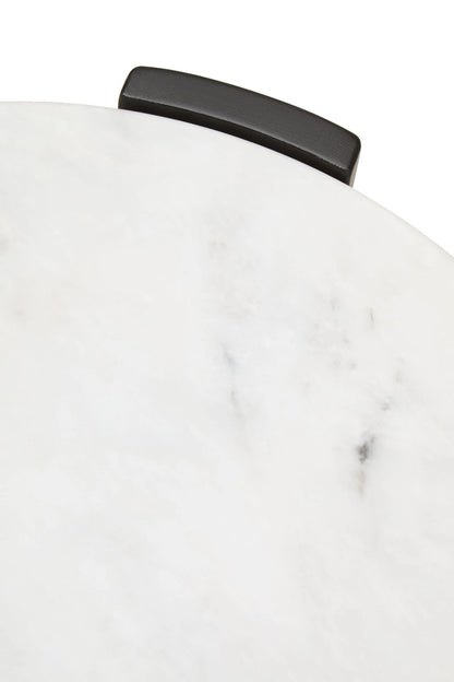 Iberia White Marble and Black Acacia Wood Side Table