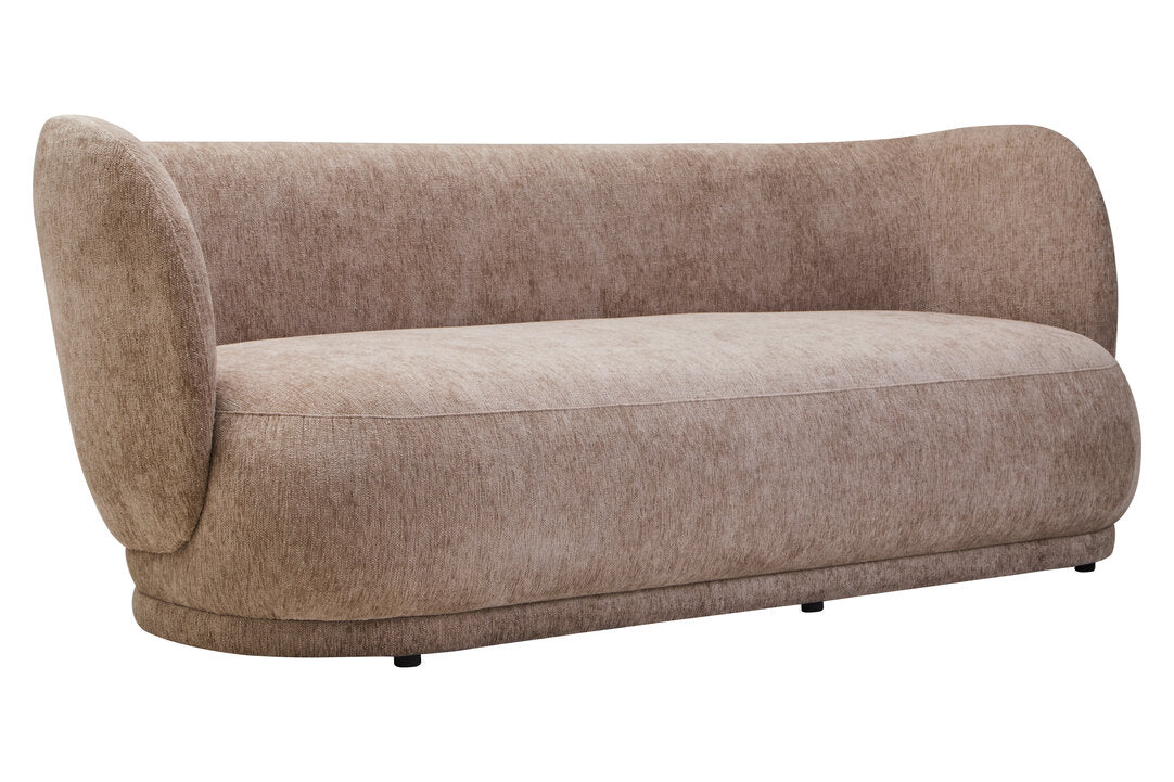 Hamptons Deep Stone Chenille Curved Three Seater Sofa