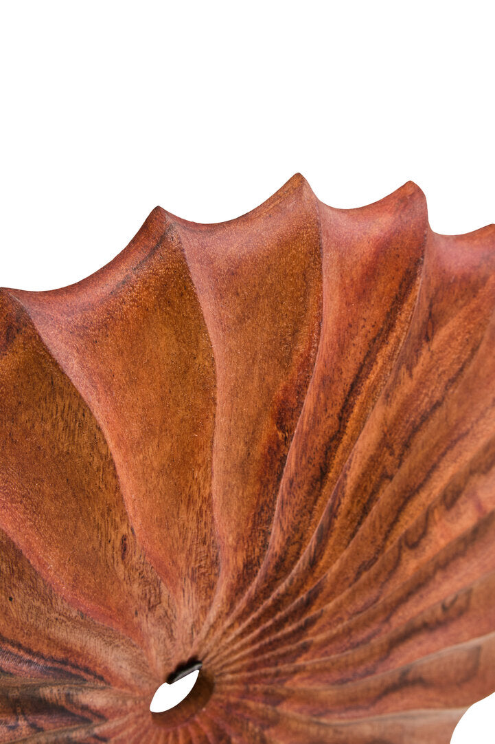 Compass Brown Wood Round Sculpture With Black Base