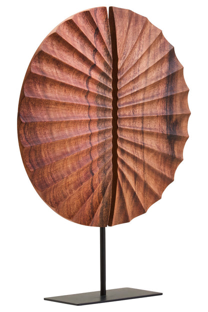 Compass Brown Wood Sculpture With Black Base