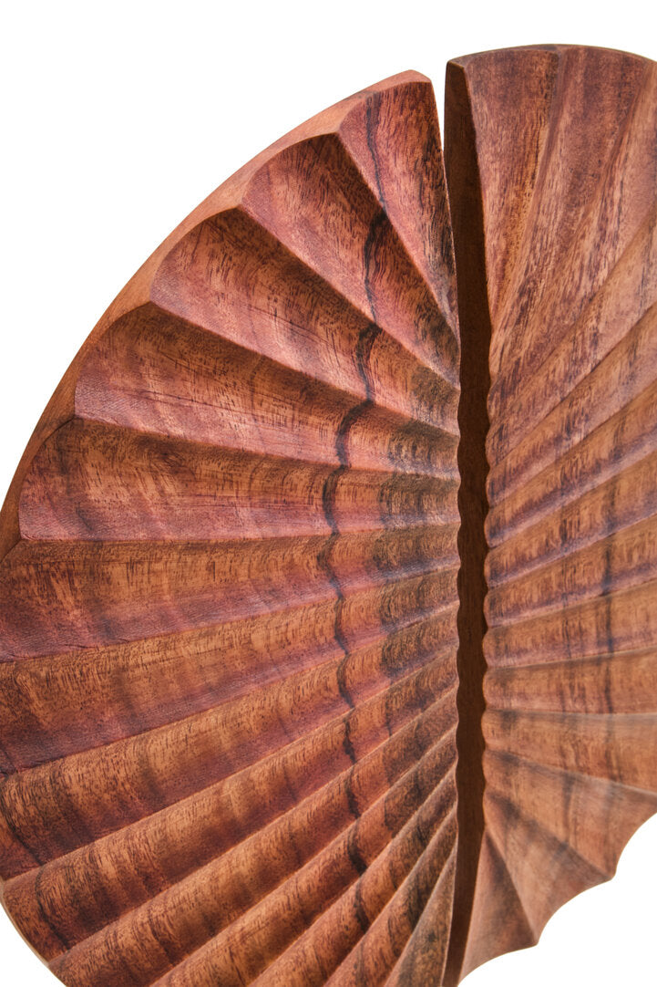 Compass Brown Wood Sculpture With Black Base