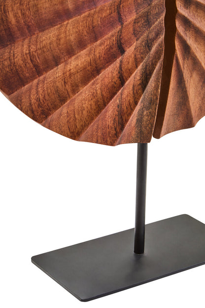 Compass Brown Wood Sculpture With Black Base