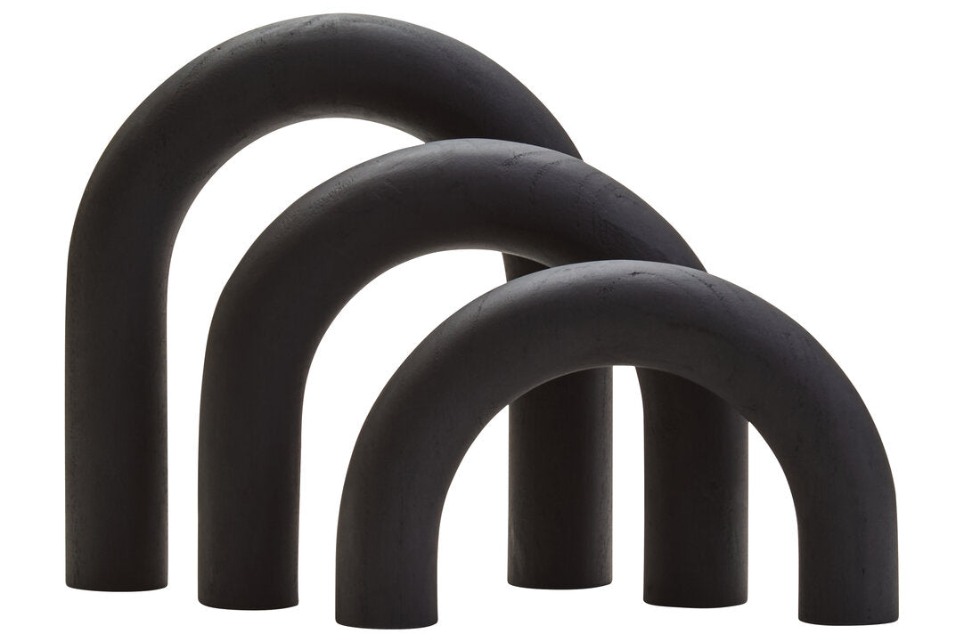Empire Black Wood Arch Sculpture