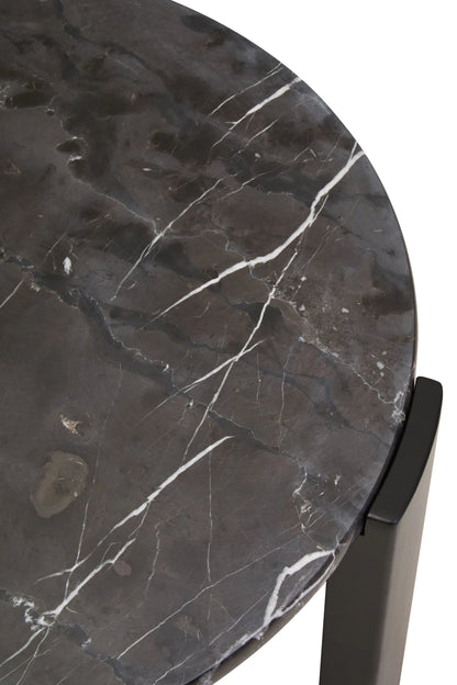 Iberia Black Marble and Acacia Wood Small Coffee Table