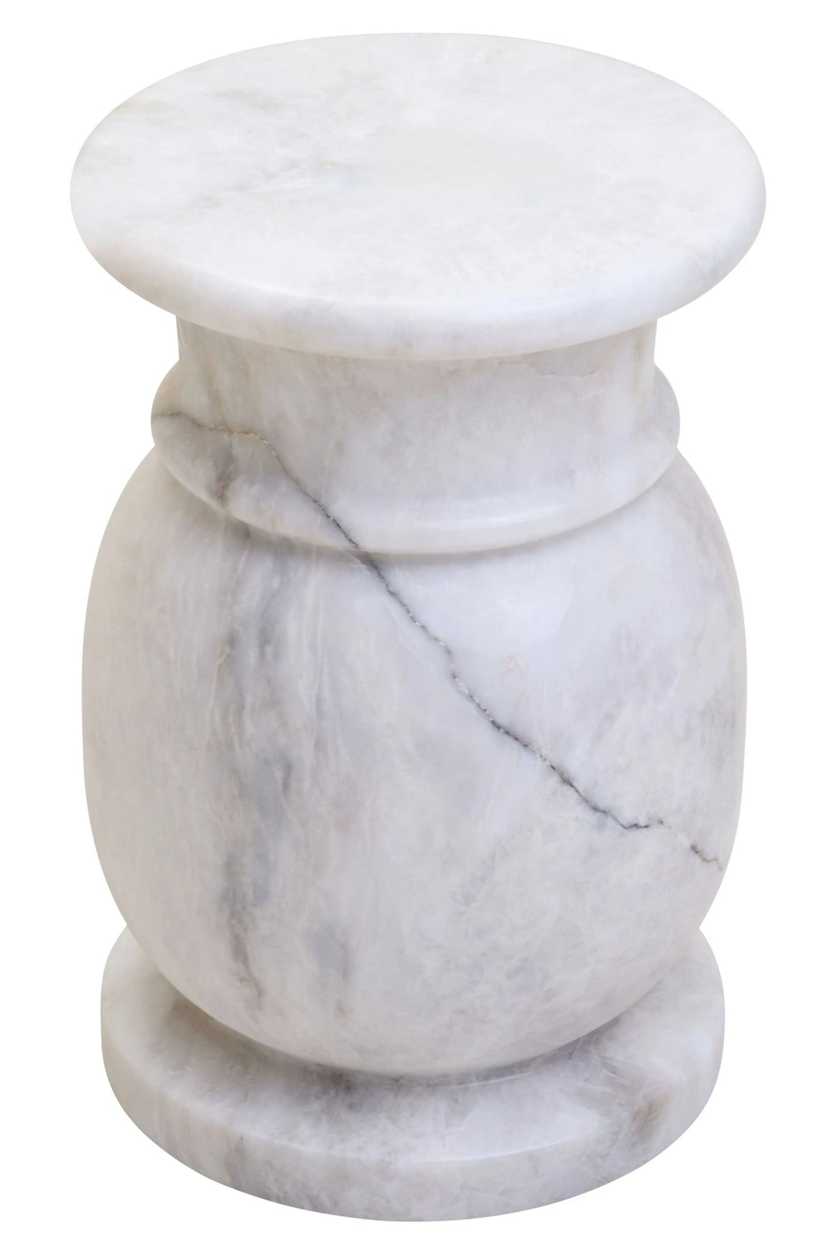 Carrara White Marble Stool and Side Table
