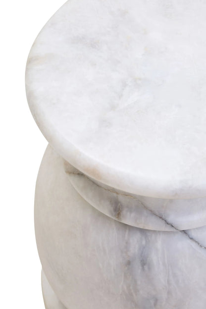Carrara White Marble Stool and Side Table