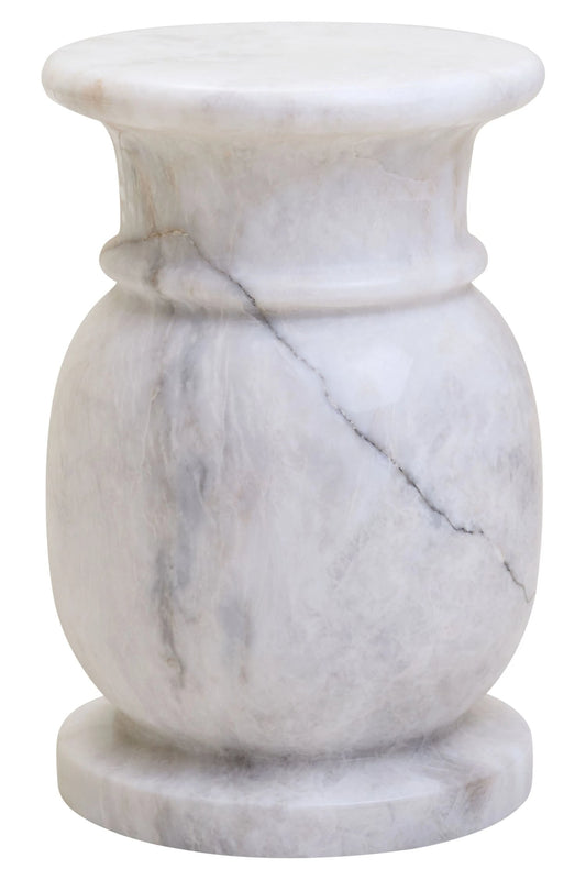 Carrara White Marble Stool and Side Table
