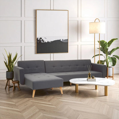 Roskilde Grey Linen Corner Sofa Bed