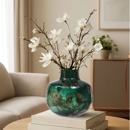 Sylvan Green and Gold Small Glass Vase