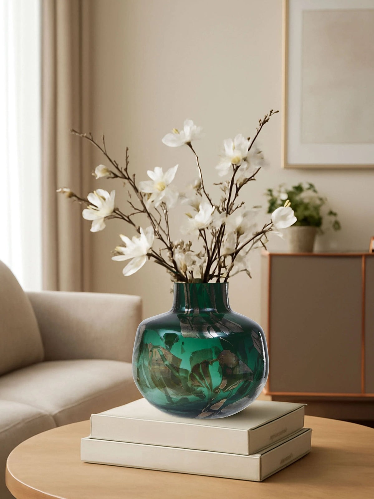 Sylvan Green and Gold Small Glass Vase