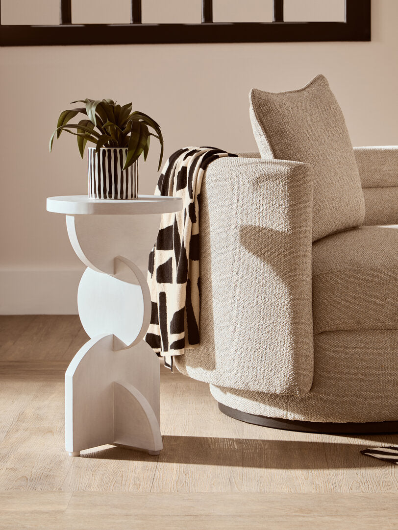 Waltz Whitewash Mango Wood Abstract Side Table