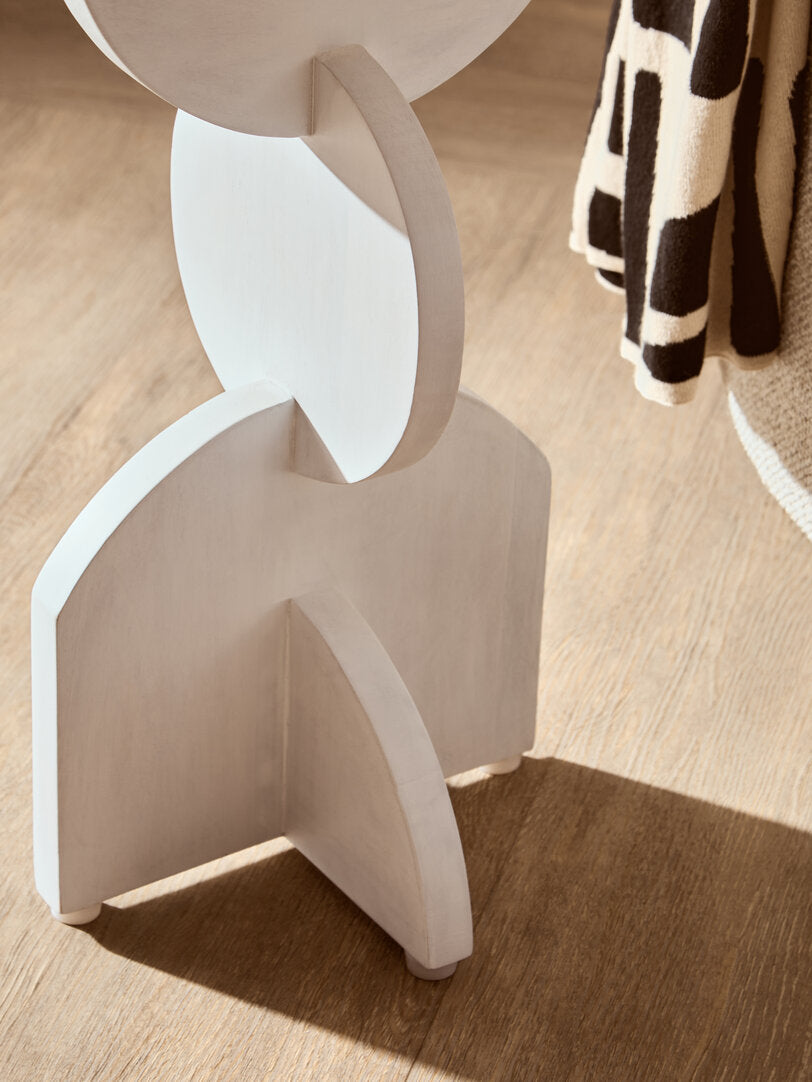 Waltz Whitewash Mango Wood Abstract Side Table