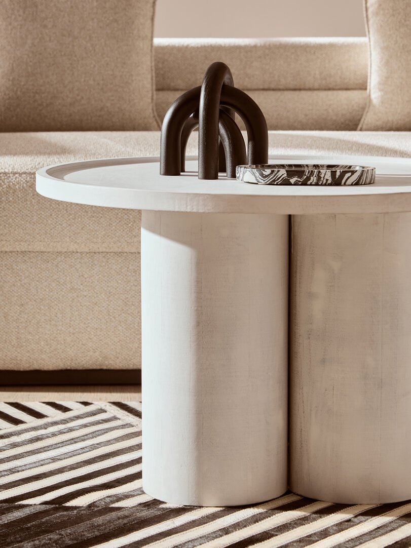 Waltz Whitewash Mango Wood Column Detail Coffee Table