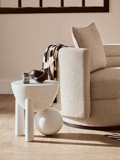 Waltz Whitewash Mango Wood Ball Detail Side Table
