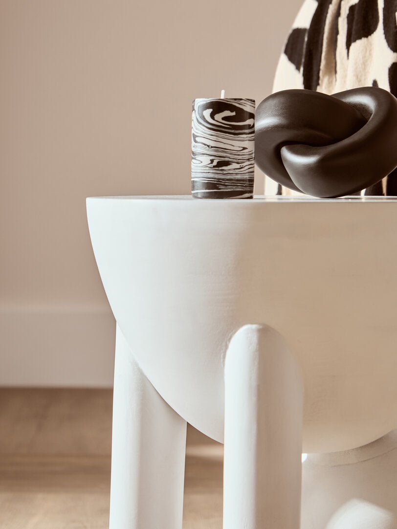 Waltz Whitewash Mango Wood Ball Detail Side Table