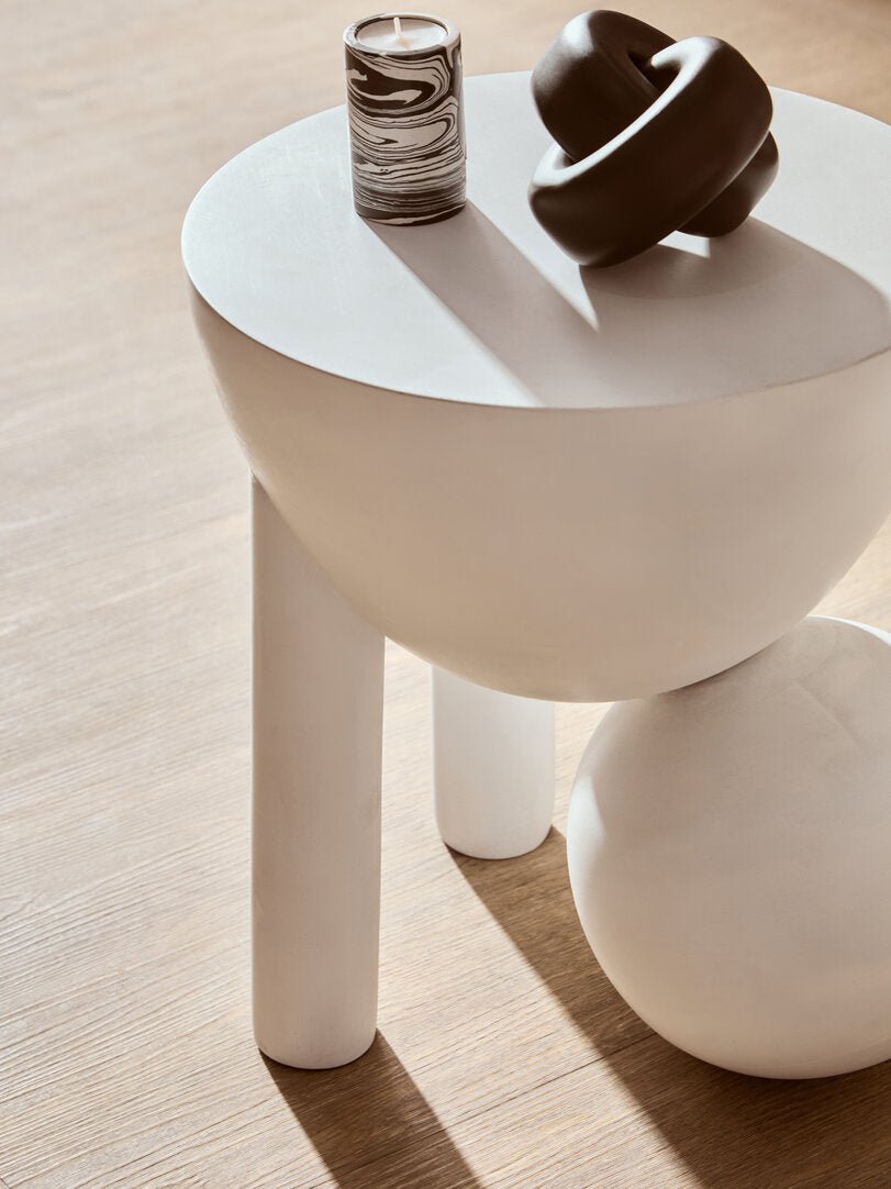 Waltz Whitewash Mango Wood Ball Detail Side Table
