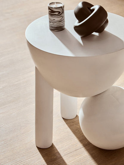 Waltz Whitewash Mango Wood Ball Detail Side Table