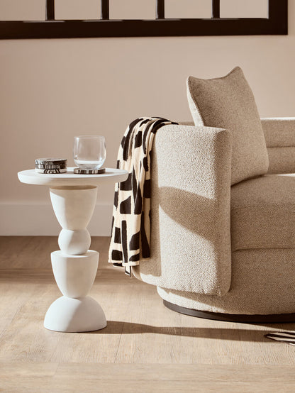 Waltz Whitewash Mango Wood Circle Column Detail Side Table
