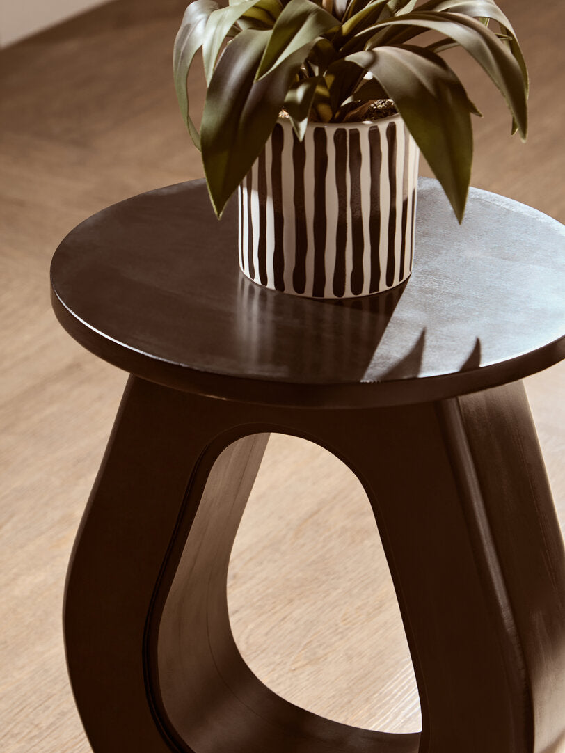 Waltz Black Finish Mango Wood Accent Table