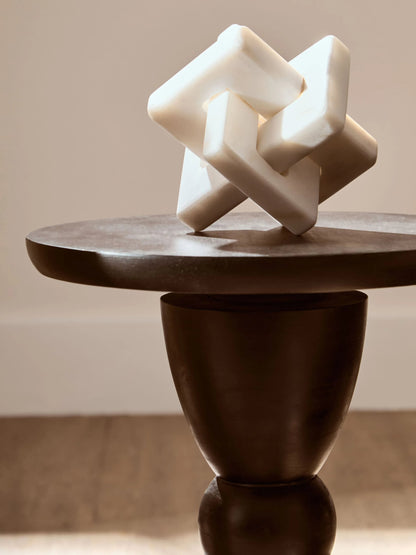 Foundation White Marble Knot Sculpture