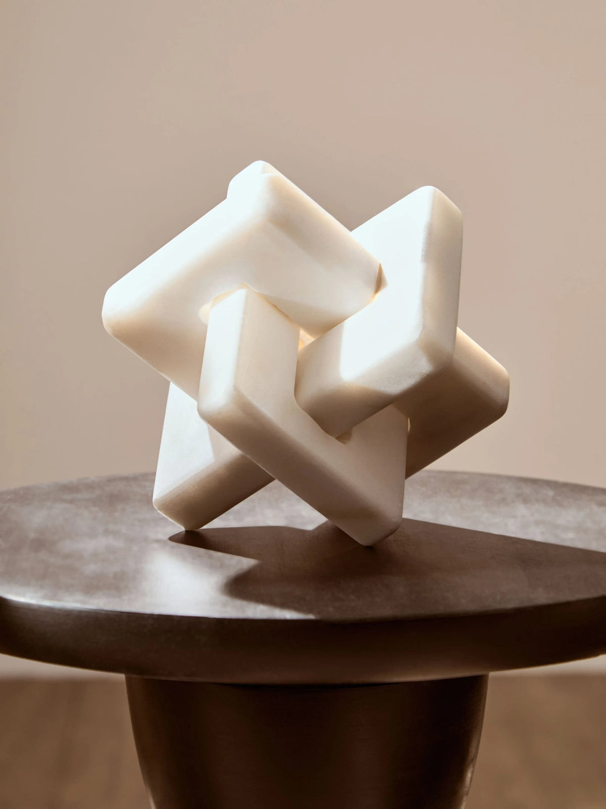 Foundation White Marble Knot Sculpture