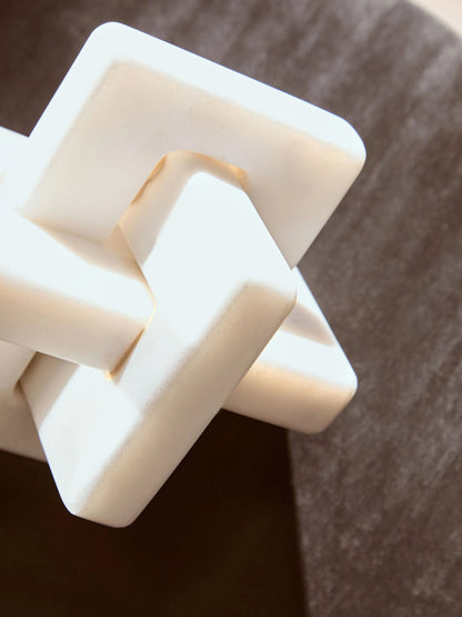 Foundation White Marble Knot Sculpture