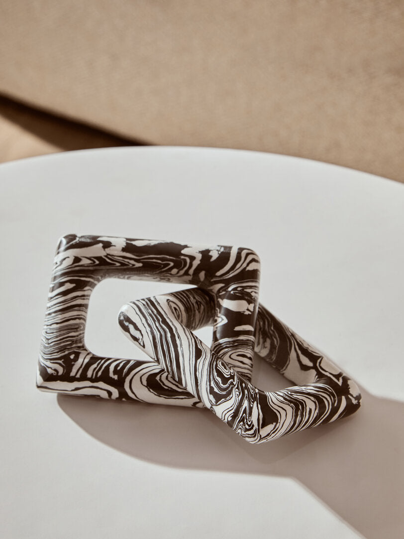 Oslo Black And White Marble Two Link Chain