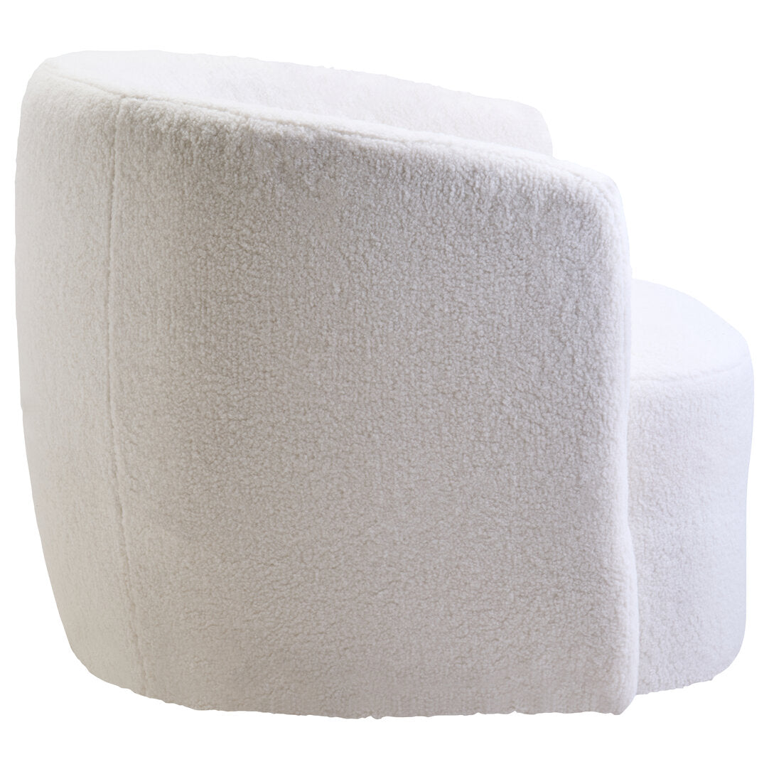 Aspen Ivory Boucle Effect Curved Lounge Chair With Swivel Base