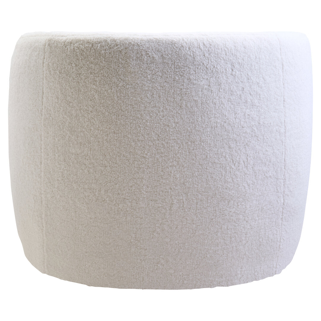 Aspen Ivory Boucle Effect Curved Lounge Chair With Swivel Base