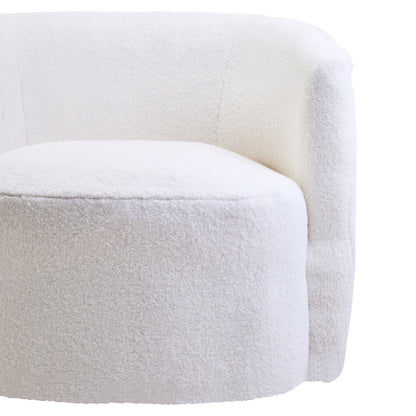 Aspen Ivory Boucle Effect Curved Lounge Chair With Swivel Base