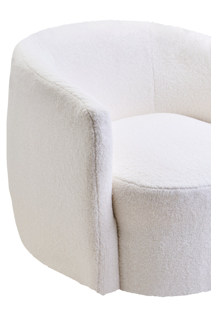 Aspen Ivory Boucle Effect Curved Lounge Chair With Swivel Base