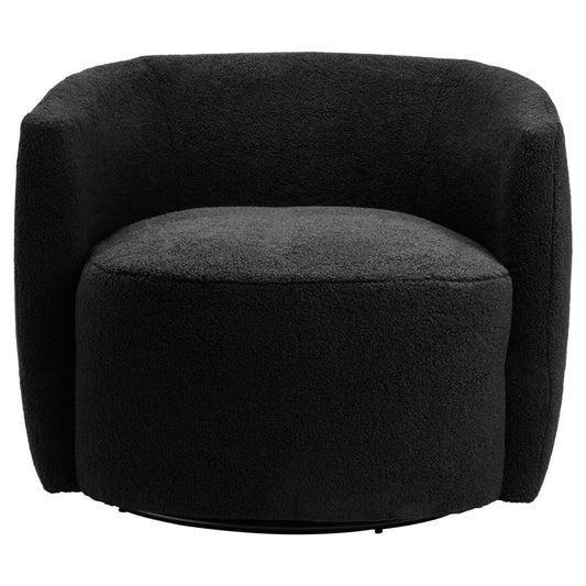 Aspen Black Boucle Effect Curved Lounge Chair With Swivel Base