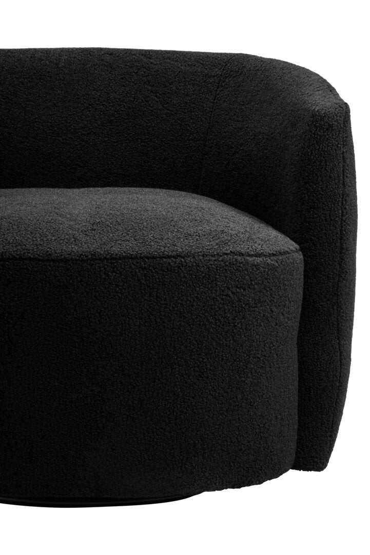 Aspen Black Boucle Effect Curved Lounge Chair With Swivel Base
