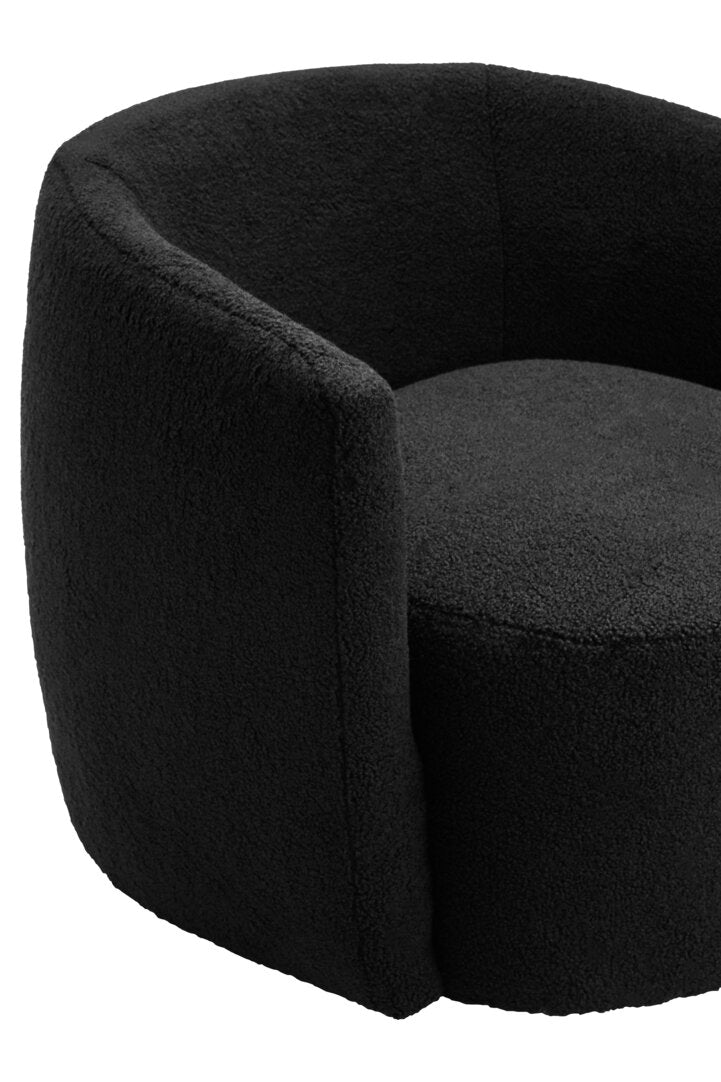 Aspen Black Boucle Effect Curved Lounge Chair With Swivel Base