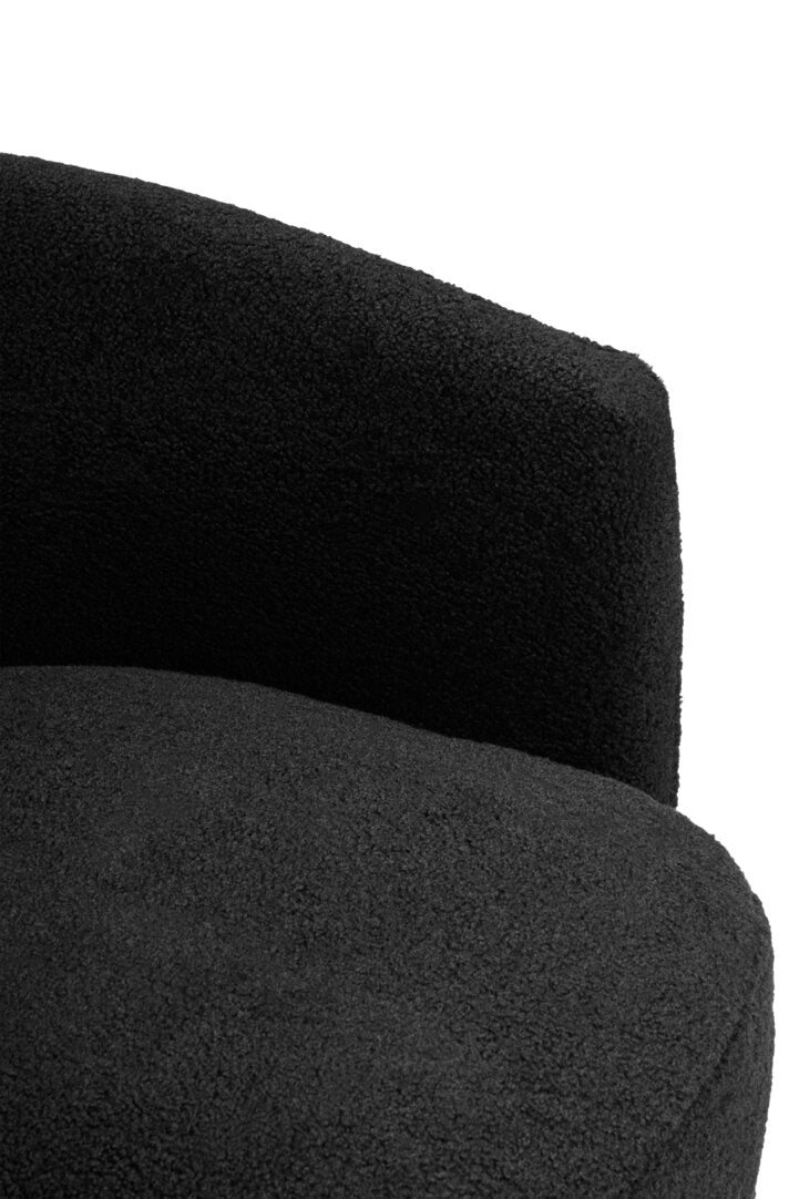 Aspen Black Boucle Effect Curved Lounge Chair With Swivel Base