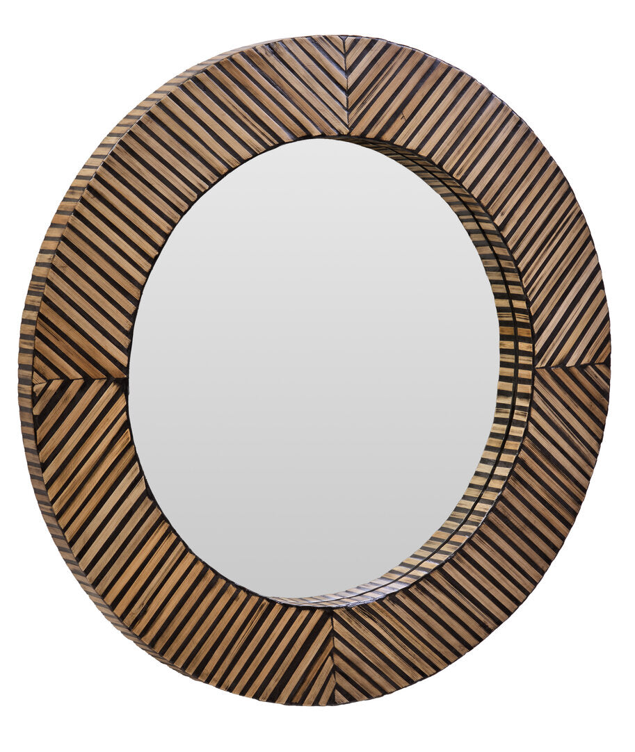 Grove Bamboo Inlay Round Wall Mirror