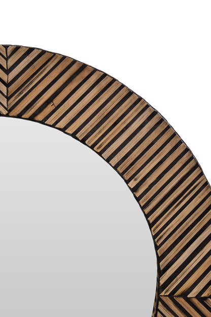 Grove Bamboo Inlay Round Wall Mirror