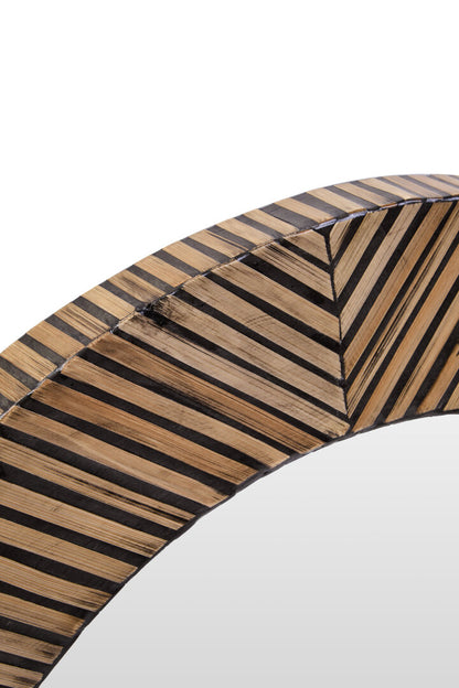 Grove Bamboo Inlay Round Wall Mirror