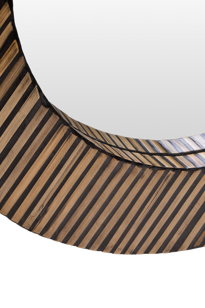 Grove Bamboo Inlay Round Wall Mirror