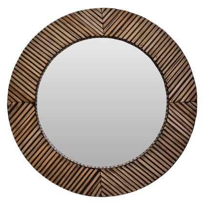 Grove Bamboo Inlay Round Wall Mirror