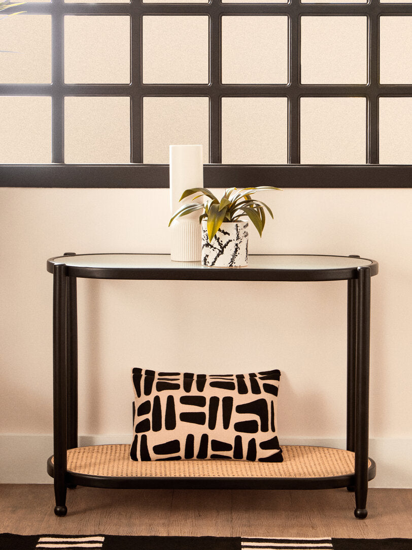 Zola Natural And Black Rectangular Cushion