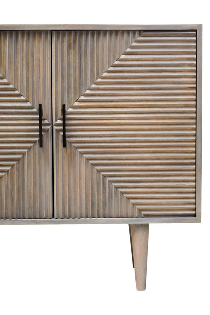 Bengal Two Door Greywash Carved Mango Wood Sideboard