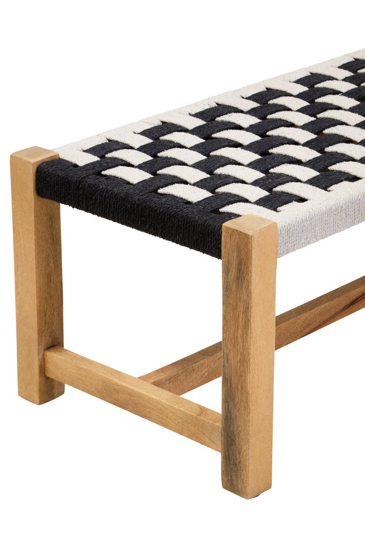 Bengal Black And White Jute Bench